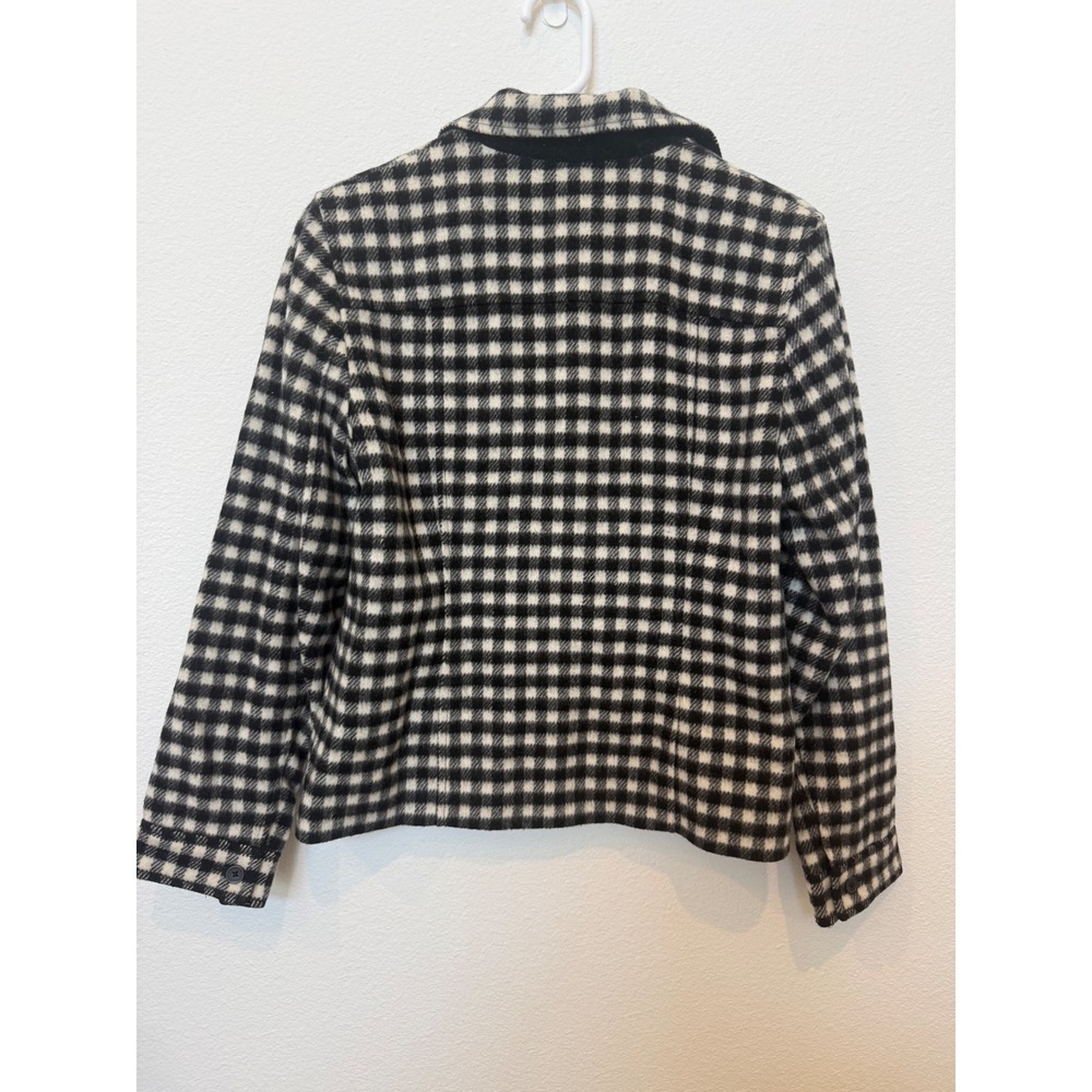 Talbots Black White Buffalo Plaid Gingham Preppy Career Wool Blend Jacket 6 - Picture 2 of 6